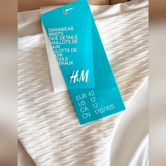 H&M White Bikini Bottom Side Ties Briefs Size 12 - Picture 4 of 4